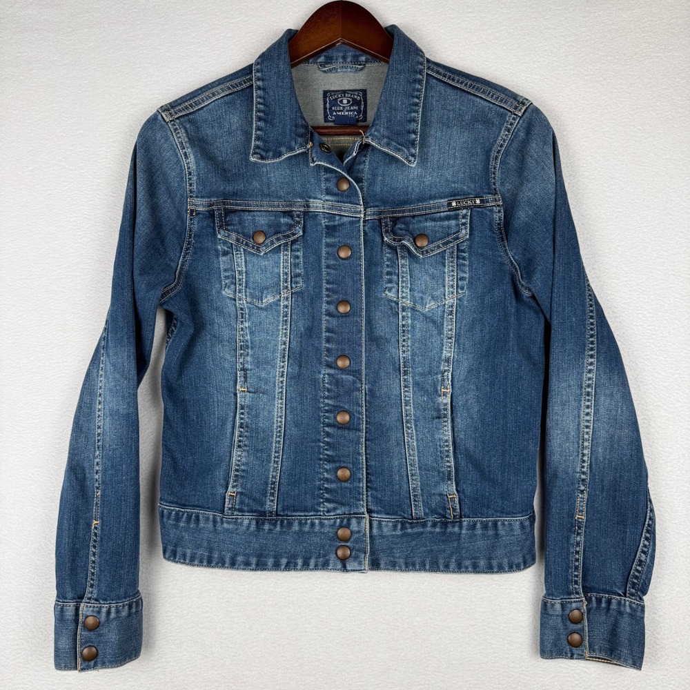 Lucky Brand Sabrina Denim Jacket Womens Medium Blue Western Trucker Button Front